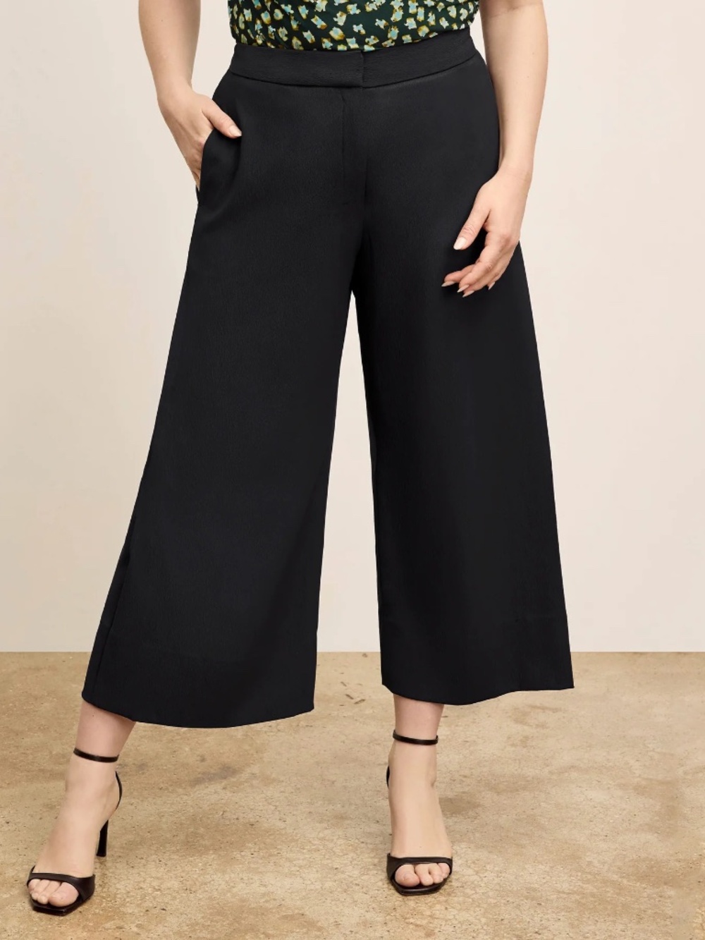 MM Lafleur The Zhou Culotte Pants Eco Soft Wave Sz 10 Trousers Black Chic